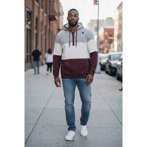 Vintage Fox Racing Hoodie Slim Fit Men's Large Striped Colorblock Sweatshirt L